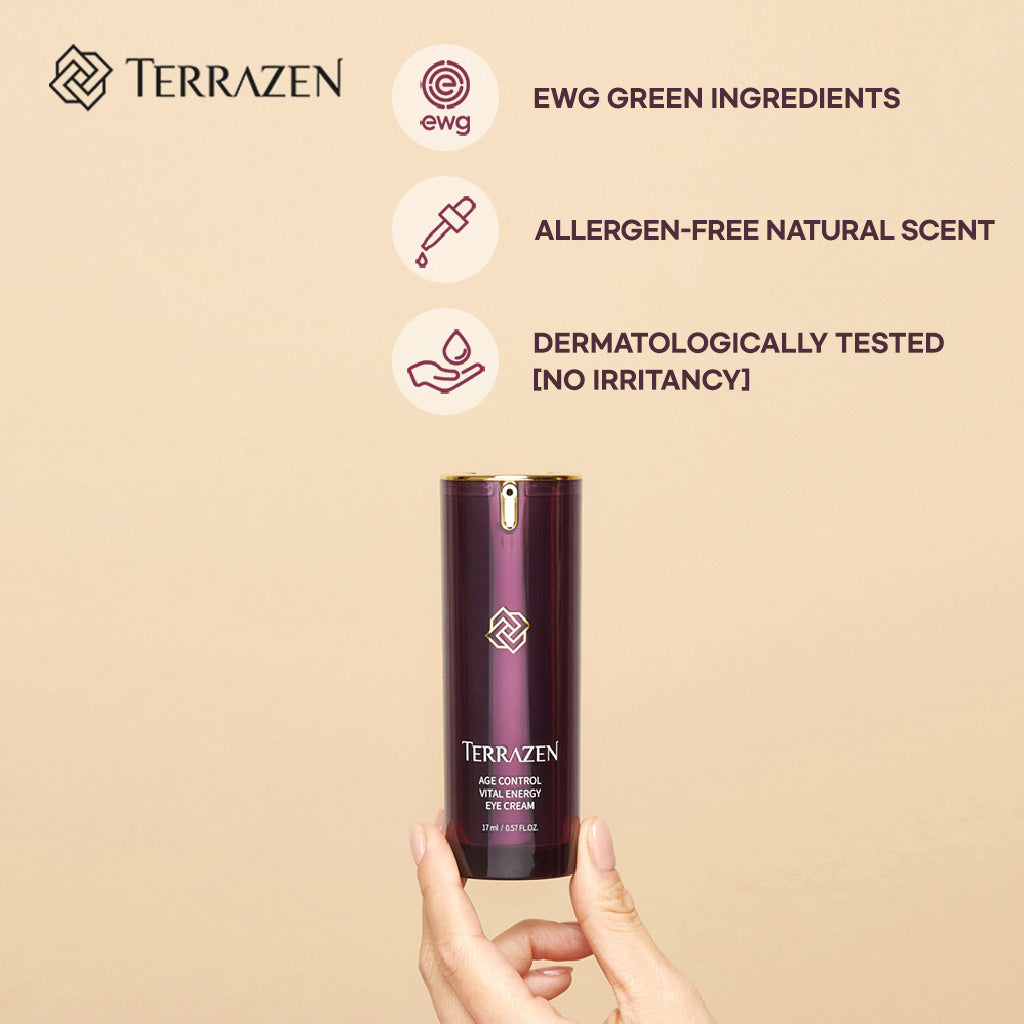 TERRAZEN Age Control Vital Energy Eye Cream: Plant Stem Cell, Real Protein, Hyaluronic Acid & Vitamin Infused Formula (17ml) - Bloom Concept