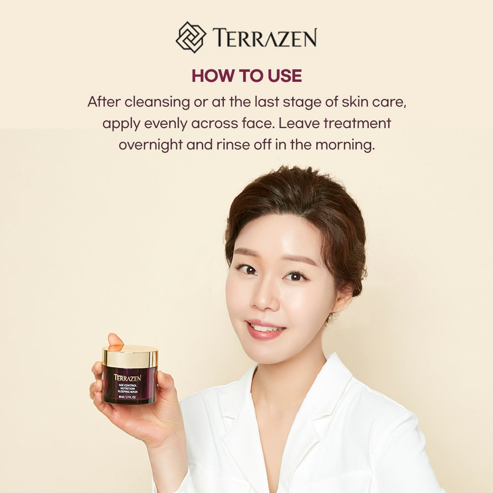 TERRAZEN Age Control Sleeping Mask with PHA, Peptide, Squalane - Firming, Hydrating, Glowing - Overnight Face Mask (80ml) - Bloom Concept