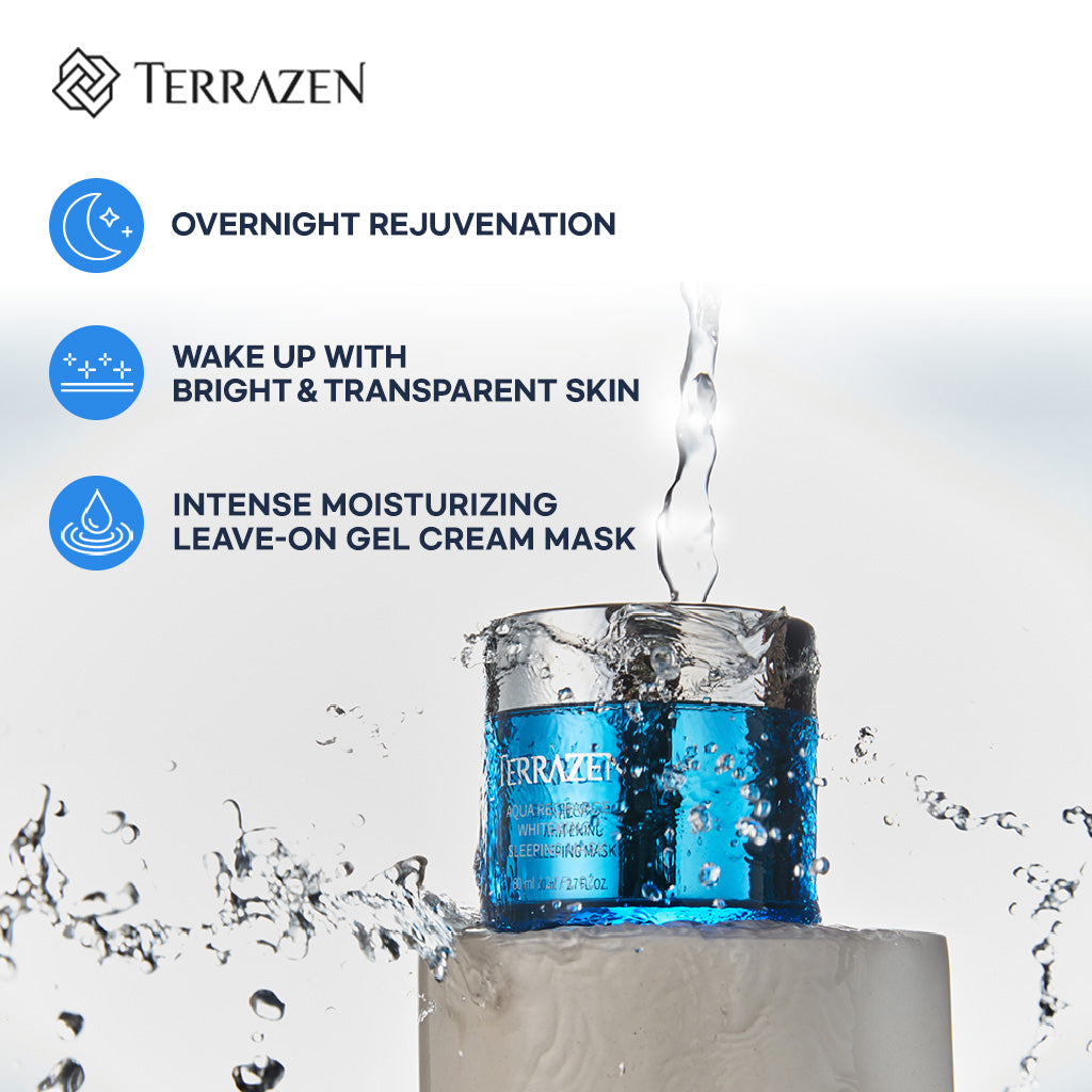 TERRAZEN Aqua Recharge Whitening Sleeping Mask: Overnight Rejuvenation for Brighter, More Hydrated Skin (80ml) - Bloom Concept
