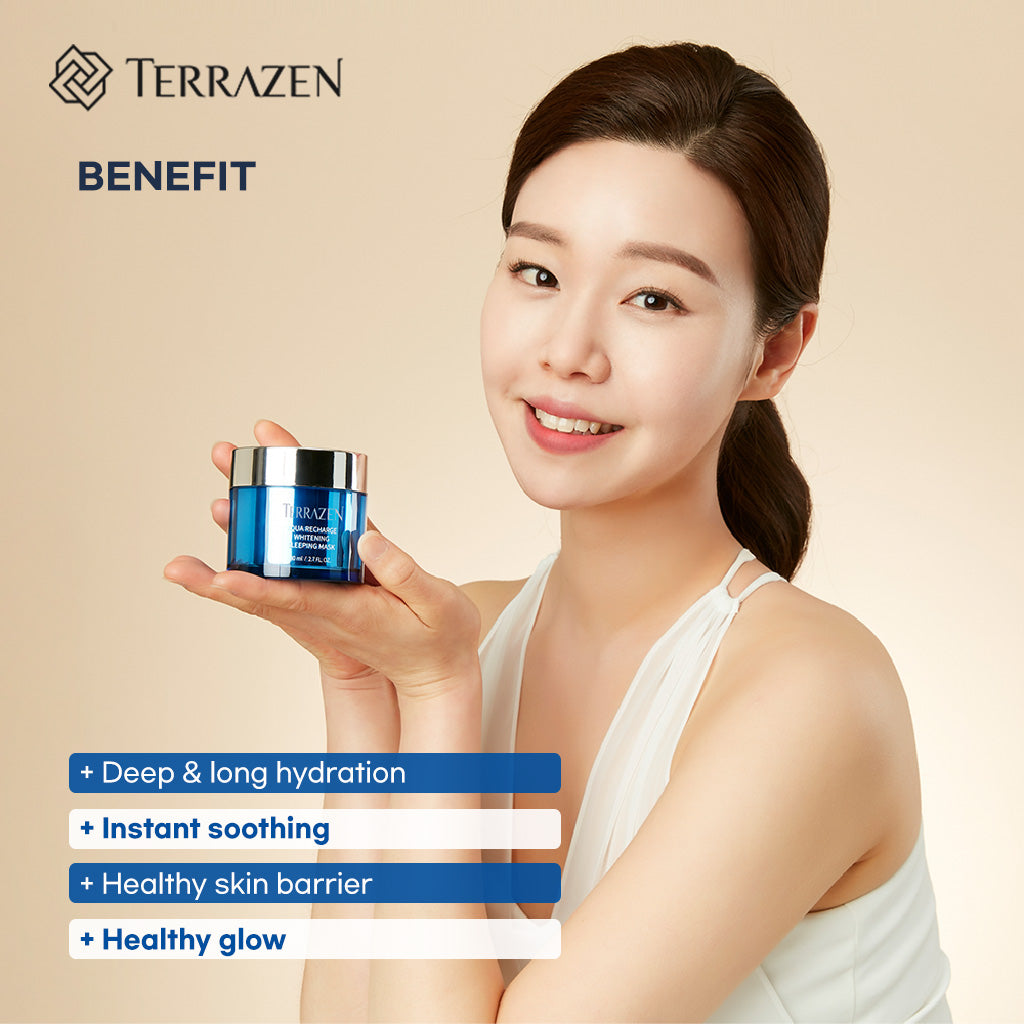 TERRAZEN Aqua Recharge Whitening Sleeping Mask: Overnight Rejuvenation for Brighter, More Hydrated Skin (80ml) - Bloom Concept