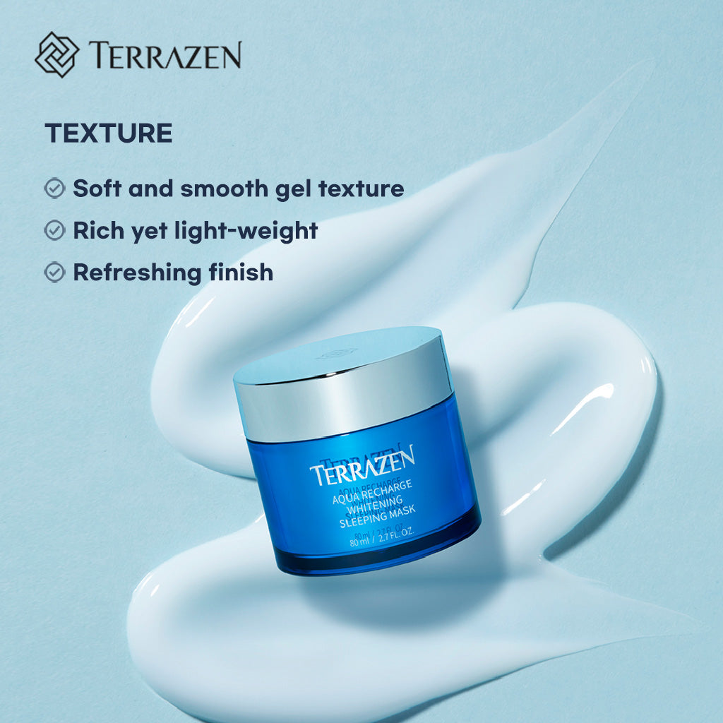 TERRAZEN Aqua Recharge Whitening Sleeping Mask: Overnight Rejuvenation for Brighter, More Hydrated Skin (80ml) - Bloom Concept
