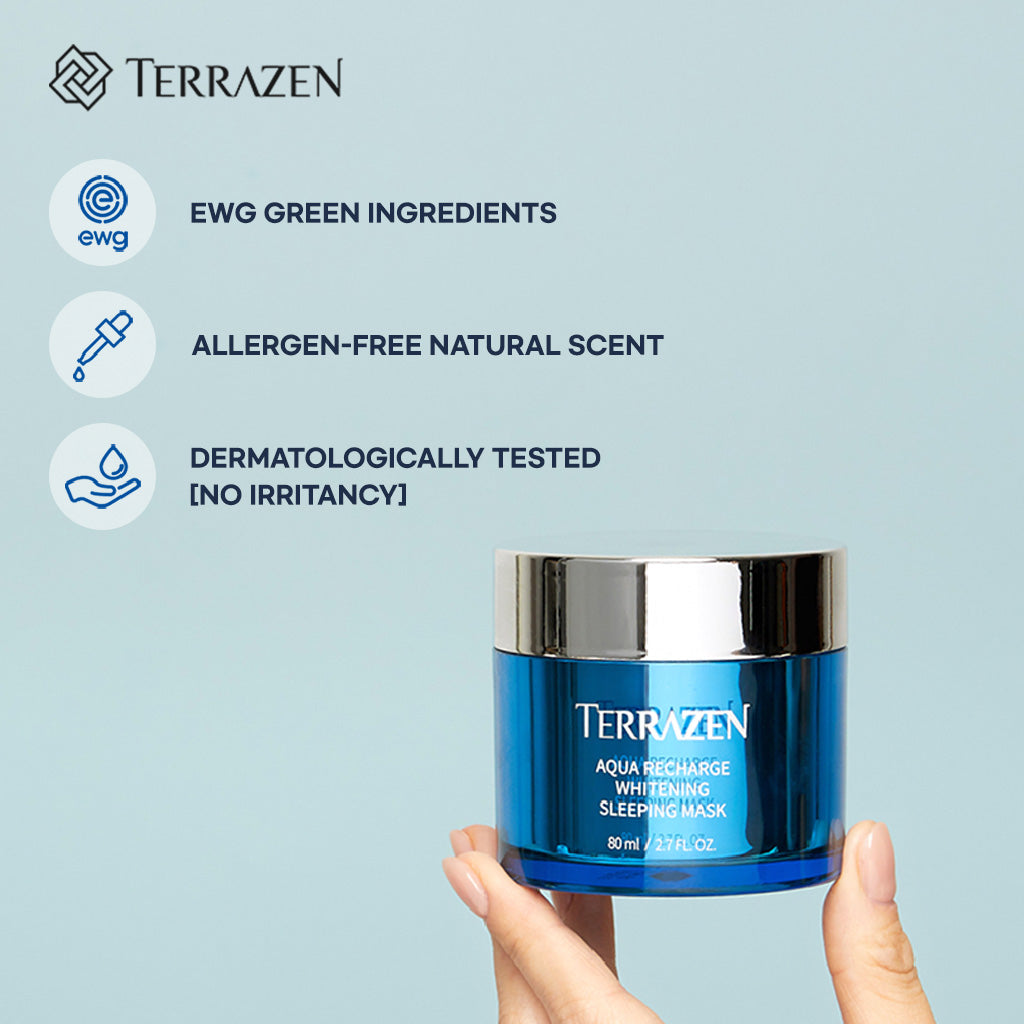 TERRAZEN Aqua Recharge Whitening Sleeping Mask: Overnight Rejuvenation for Brighter, More Hydrated Skin (80ml) - Bloom Concept