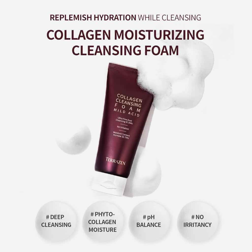 TERRAZEN Collagen Cleansing Foam: The Ultimate Solution for Ultra Fine Dust Cleansing + Non-Irritating + Hydrating (140ML) - Bloom Concept