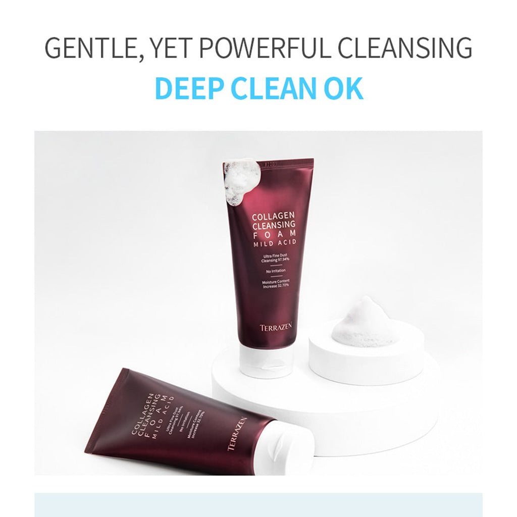 TERRAZEN Collagen Cleansing Foam: The Ultimate Solution for Ultra Fine Dust Cleansing + Non-Irritating + Hydrating (140ML) - Bloom Concept