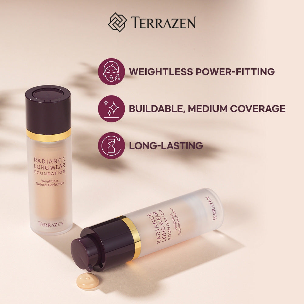 TERRAZEN Long Wear Foundation: Weightless, Buildable Coverage for a Flawless, Natural Radiance - Korean Beauty Makeup Must-Have (30ml) - Bloom Concept
