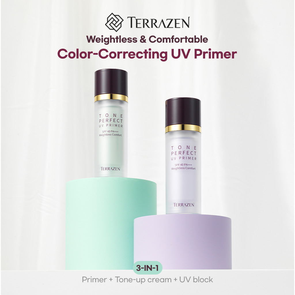 TERRAZEN Tone Perfect UV Primer: 3-in-1 Makeup Booster + Tone Corrector + UV Block with SPF40 PA+++ (30ml) - Bloom Concept