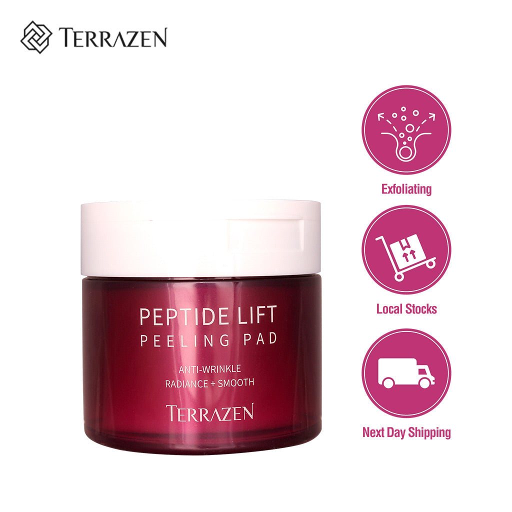 TERRAZEN Peptide Lift Peeling Pads: Daily Firming Peeling Pad - Clinically Proven Zero-Irritancy (175ml/60 Pads) - Bloom Concept