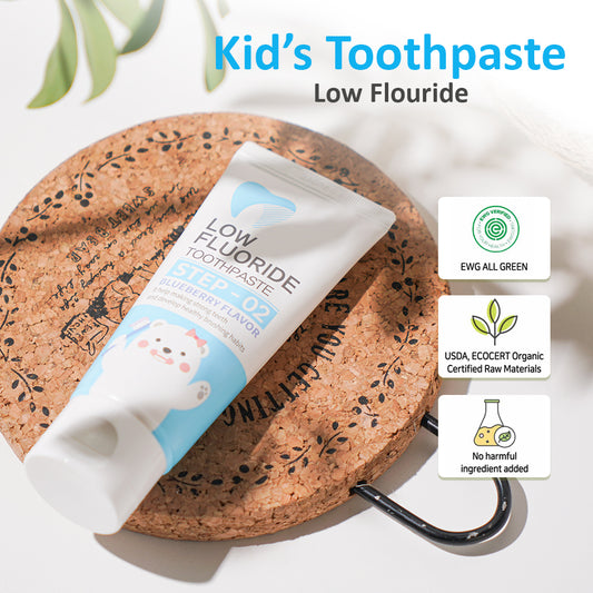 MyEarthday Alpha Care Plus Toothpaste STEP 2 (Low fluorine) 60g - formulated for Baby & Kids, Blueberry Flavour - Bloom Concept