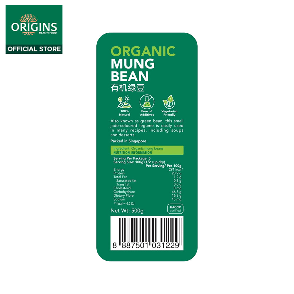 Origins Health Food Organic Mung Beans (500G) - Bloom Concept