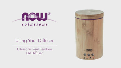 NOW Essential Oils, Ultrasonic Real Bamboo Aromatherapy Oil Diffuser, Extremely Quiet, Heat Free and Easy to Clean, Color Changing LED Diffuser Diffuser NOW Foods USA