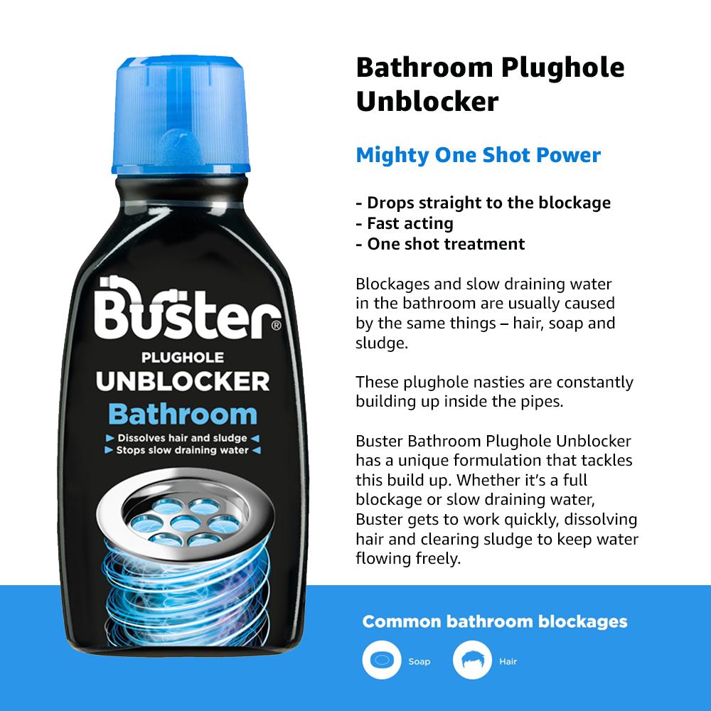 BUSTER Bathroom Plughole Unblocker 300ml - Bloom Concept
