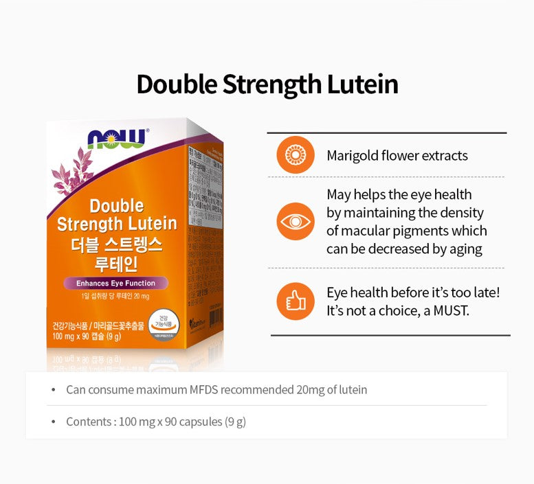 NOW FOODS Double Strength Lutein 100mg 90 Capsules for Ultimate Eye Health Support - Bloom Concept