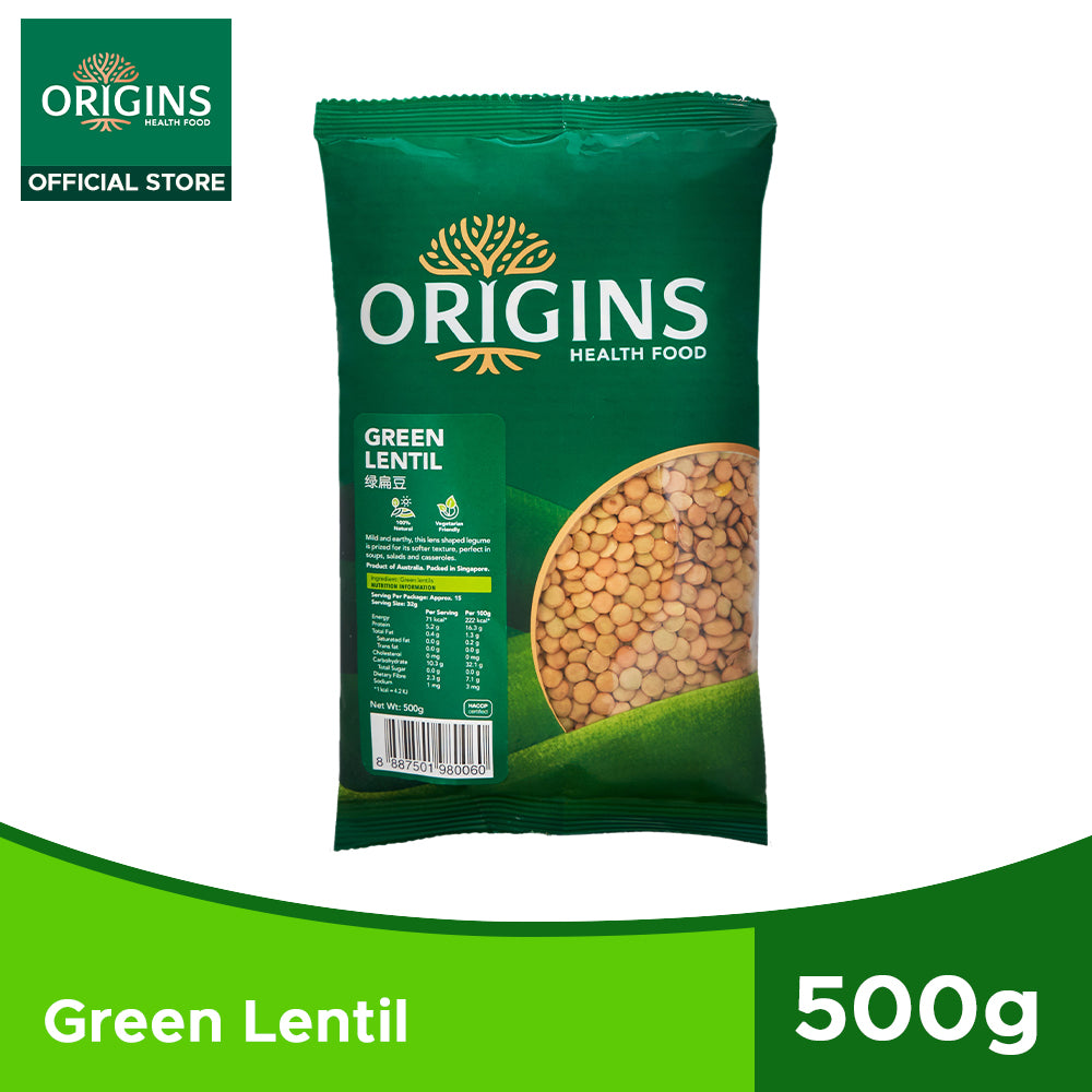 Origins Health Food Organic Green Lentils (500G) - Bloom Concept