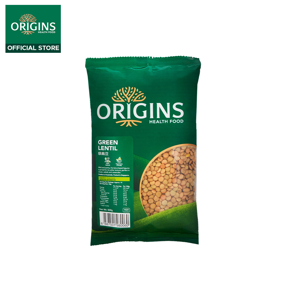 Origins Health Food Organic Green Lentils (500G) - Bloom Concept