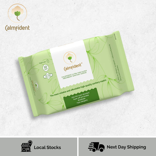 Calmfident Night Use *Ultra-Thin Super Absorbent* Sanitary Napkin Pads 285mm (10pcs) - Bloom Concept