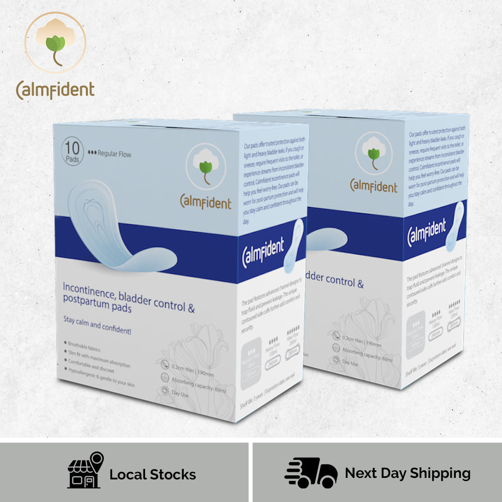 [Bundle of 2] Calmfident Day Use [Regular Flow] *Incontinence, Bladder Control, Postpartum* Sanitary Napkin Pads 190mm (10pcs) - Bloom Concept