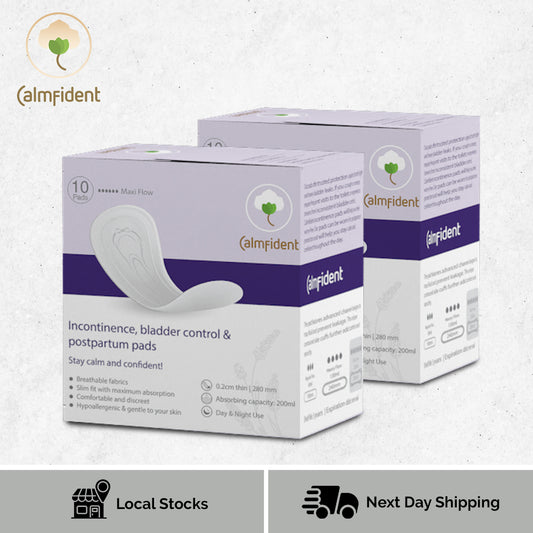 [Bundle of 2] Calmfident Day/Night Use [Maxi Flow] *Incontinence, Bladder Control, Postpartum* Sanitary Napkin Pads 280mm (10pcs) - Bloom Concept