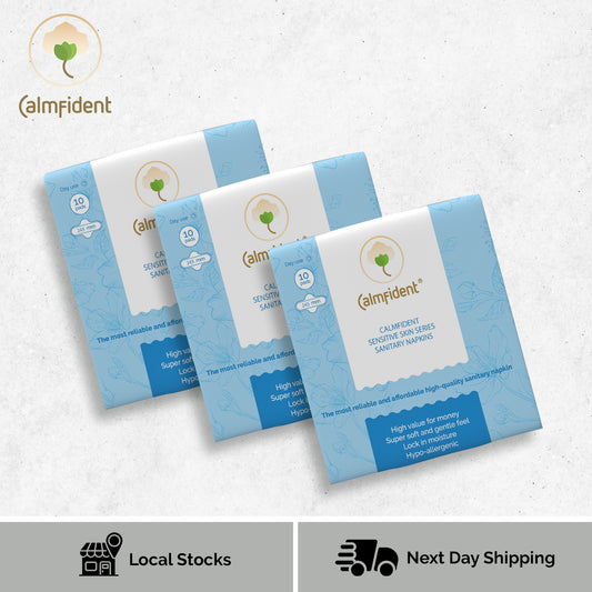 [Bundle of 3] Calmfident Day Use *Sensitive Skin Series* Sanitary Napkin Pads 245mm (10pcs) - Bloom Concept
