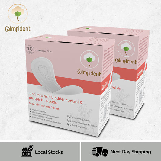[Bundle of 2] Calmfident Day/Night Use [Heavy Flow] *Incontinence, Bladder Control, Postpartum* Sanitary Napkin Pads 240mm (10pcs) - Bloom Concept