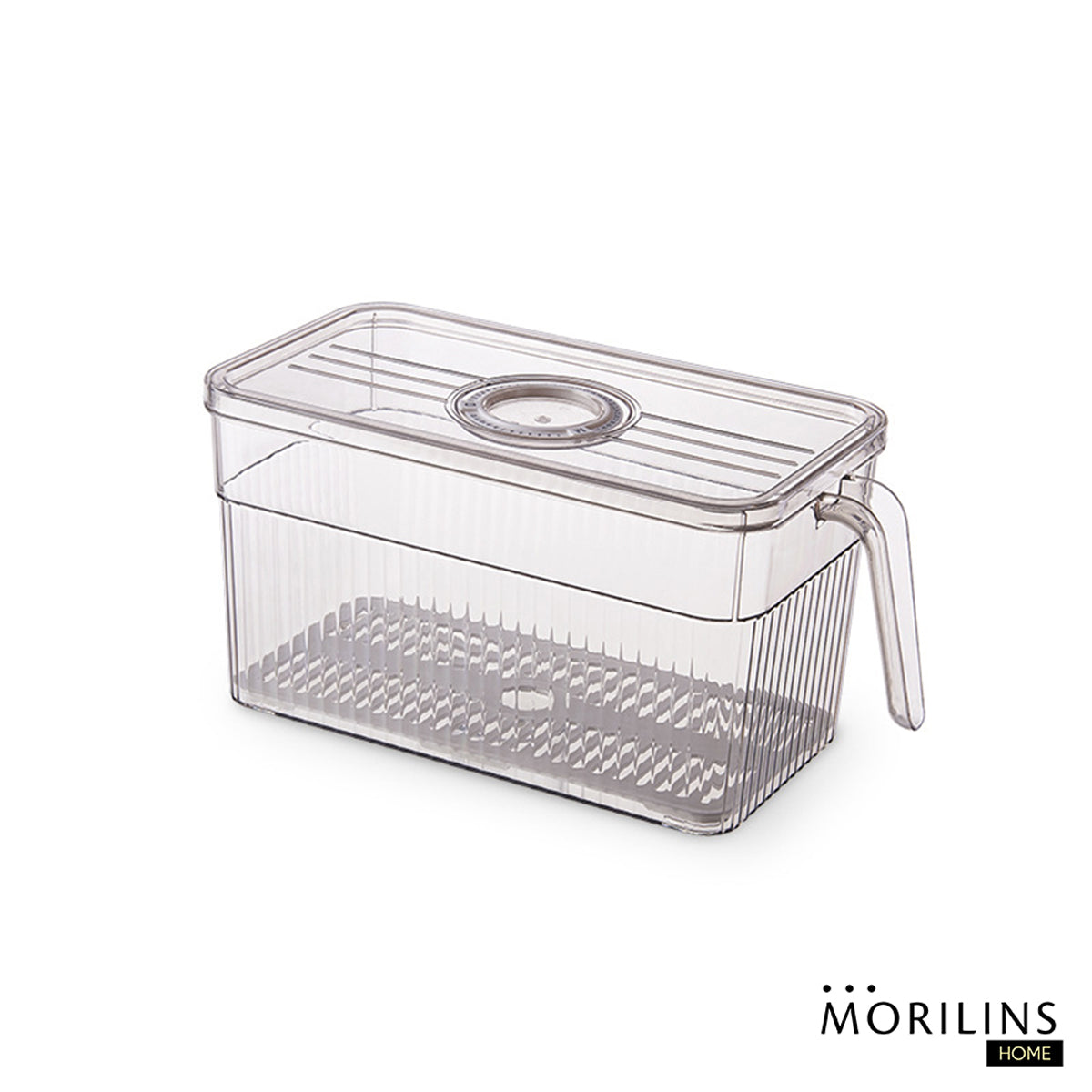 [Morilins Home] Designer Fridge Produce Organizer - BPA-Free, with Handle & Date Cover, Includes a Unique Condensation Tray for Fresh Produce Storage - Bloom Concept