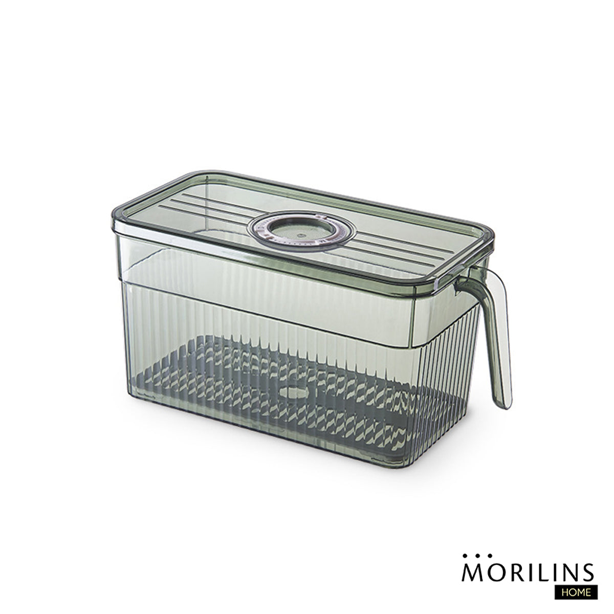 [Morilins Home] Designer Fridge Produce Organizer - BPA-Free, with Handle & Date Cover, Includes a Unique Condensation Tray for Fresh Produce Storage - Bloom Concept