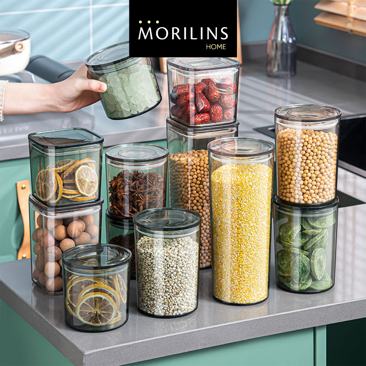 [Morilins Home] Airtight Food Storage Containers, BPA Free Plastic Food Grade Containers with silicone seal lids, for Kitchen Pantry Organization and Storage - Bloom Concept