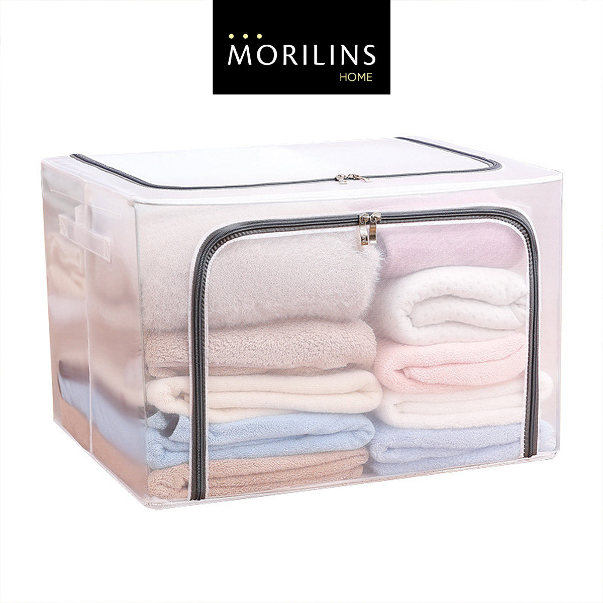 [Morilins Home] Large Capacity Clear Transparent Garment Storage Organizer - Reinforced Metal Support Frame, Moisture-Proof Fabric, & Convenient Dual Access Zipper - Bloom Concept