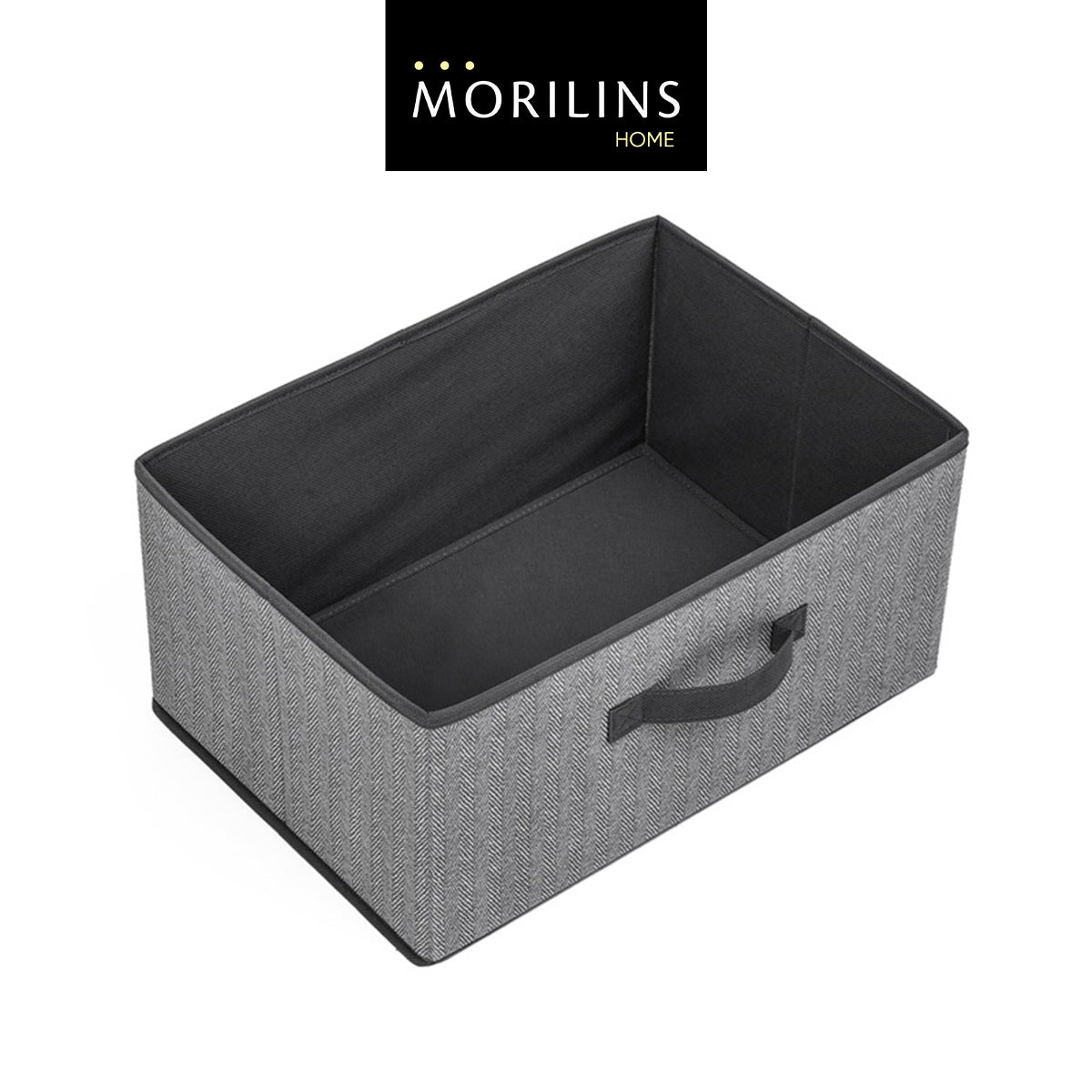 [Morilins Home] Contemporary Collapsible Rigid Rectangle Woven Storage Bin With Pull Handle, A Space-Saving & Convenient Organization on Shelves - Bloom Concept