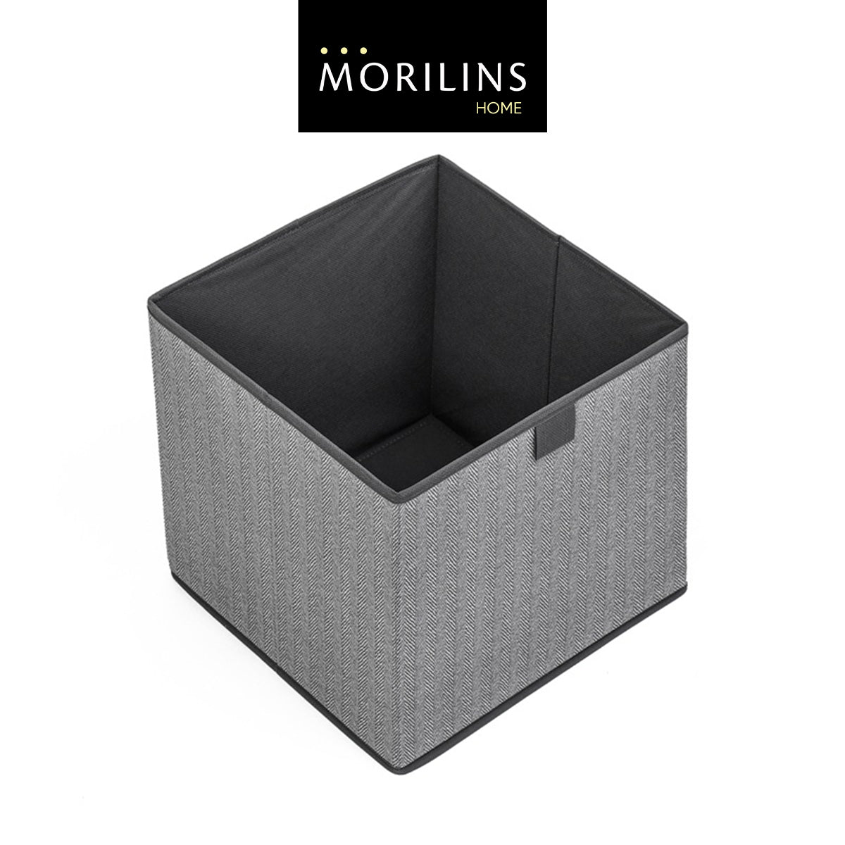 [Morilins Home] Contemporary Collapsible Rigid Rectangle Woven Storage Bin With Pull Handle, A Space-Saving & Convenient Organization on Shelves - Bloom Concept