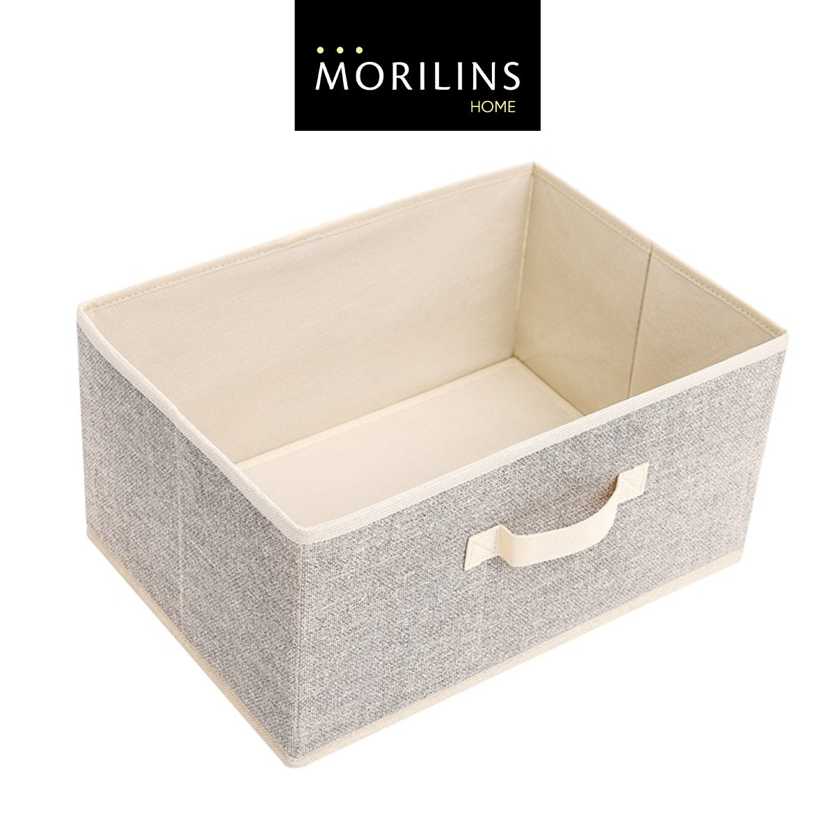 [Morilins Home] Contemporary Collapsible Rigid Rectangle Woven Storage Bin With Pull Handle, A Space-Saving & Convenient Organization on Shelves - Bloom Concept