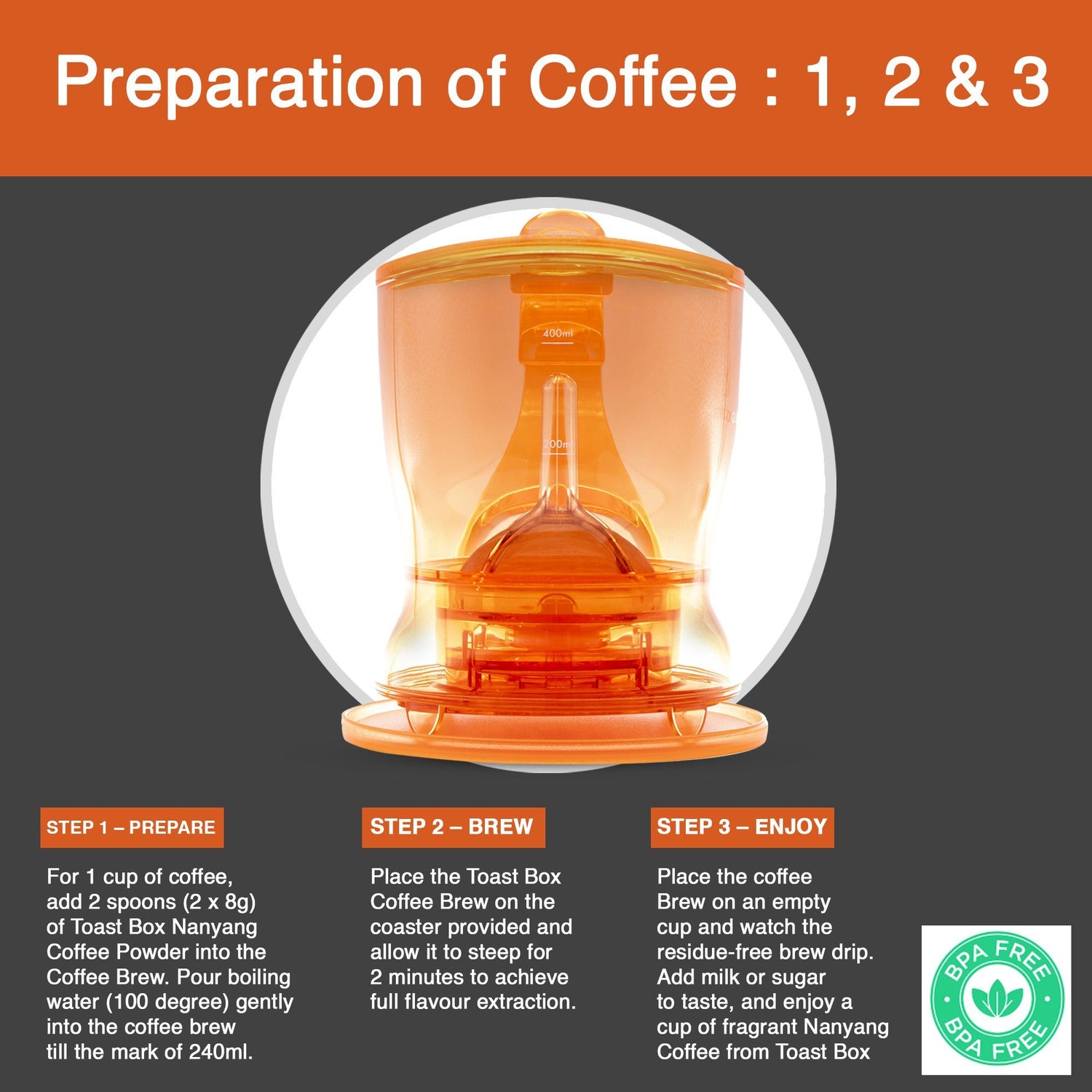[Queen's Coffee] Coffee Brewer Orange (BPA Free - Tested by SGS) From Taiwan - Bloom Concept