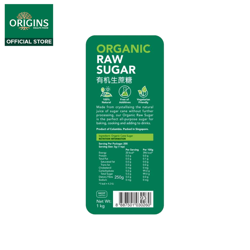Origins Health Food Organic Raw Sugar 1KG - Bloom Concept