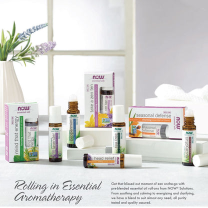 NOW Essential Oils, Mind That Energy Roll On, Non-GMO Project Verified, Focusing Blend, Steam Distilled, Topical Aromatherapy, 10-mL Essential oils NOW Foods USA