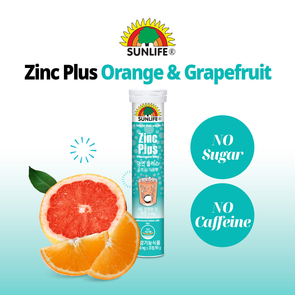 (Buy 2 Free 1) SUNLIFE Zinc Plus 20 Orange & Grapefruit Flavored Effervescent Tablets (4,500mg per Tablet) For Optimal Immune Support - Bloom Concept