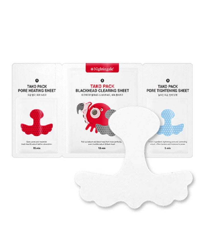 NIGHTINGALE Tako Pack - 3-Step Blackhead & Whiteheads Clear Solution for Nose and Forehead (3 Sets of 3) - Bloom Concept