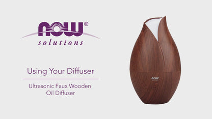 NOW Essential Oils, Ultrasonic Faux Wood Aromatherapy Oil Diffuser, Contemporary Design, Extremely Quiet Heat Free, Color Changing LED Diffuser Diffuser NOW Foods USA